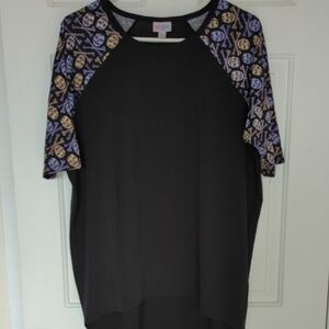 Skull Patterned Black and Purple Women's Top